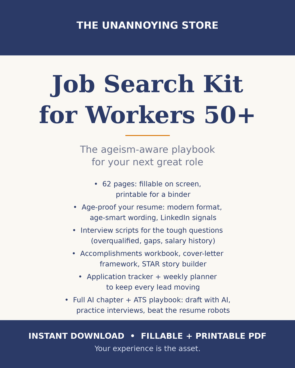 Job Search Kit for Workers 50+ - Age-Smart Resume, Interview Scripts & Tracker