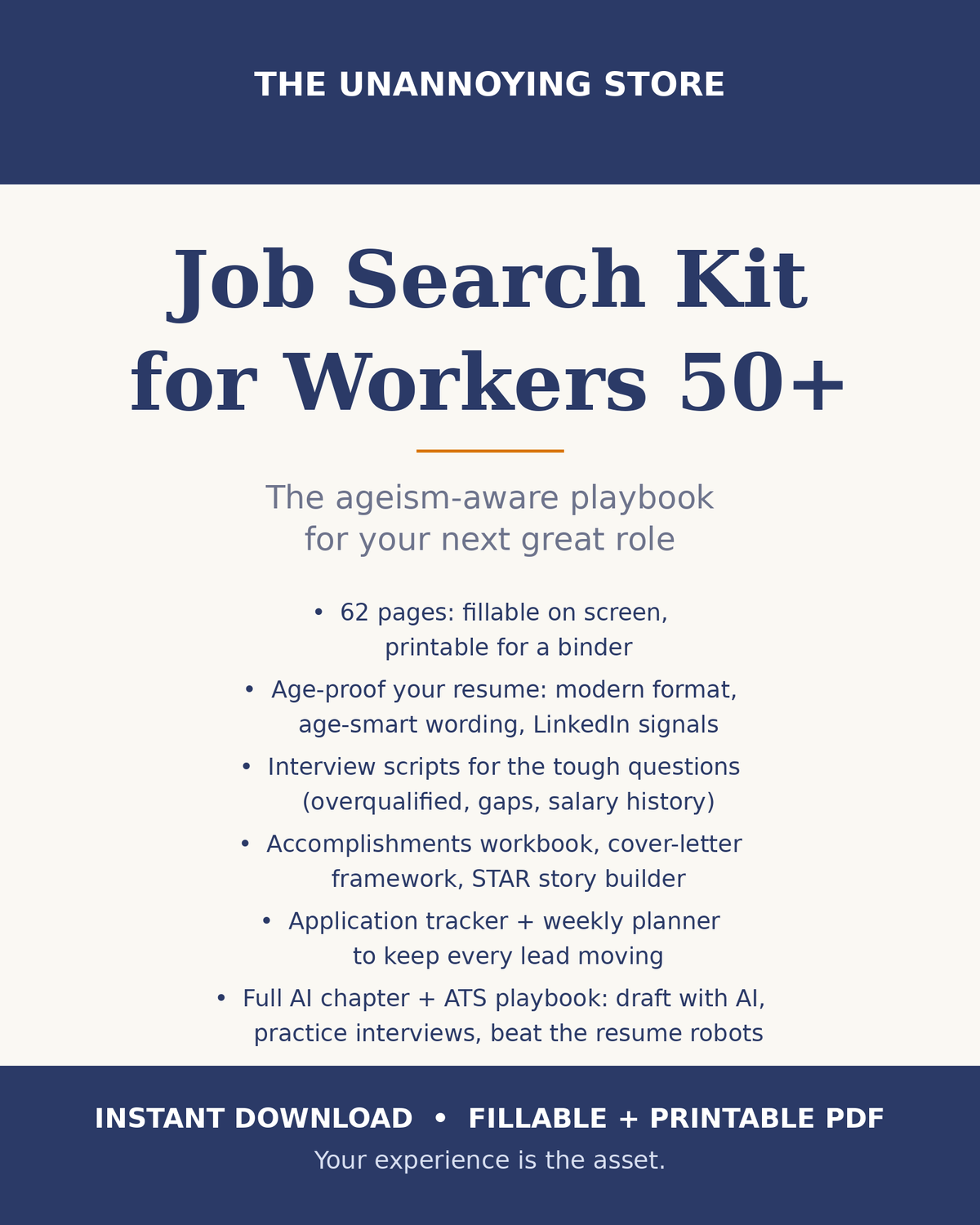 Job Search Kit for Workers 50+ - Age-Smart Resume, Interview Scripts & Tracker