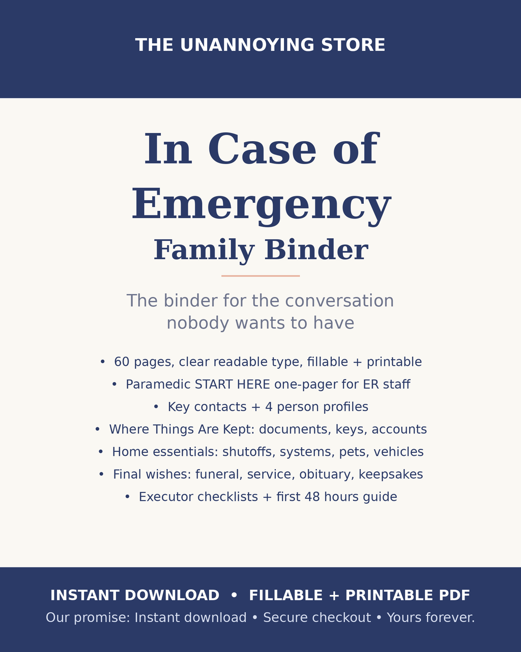 In Case of Emergency Family Binder