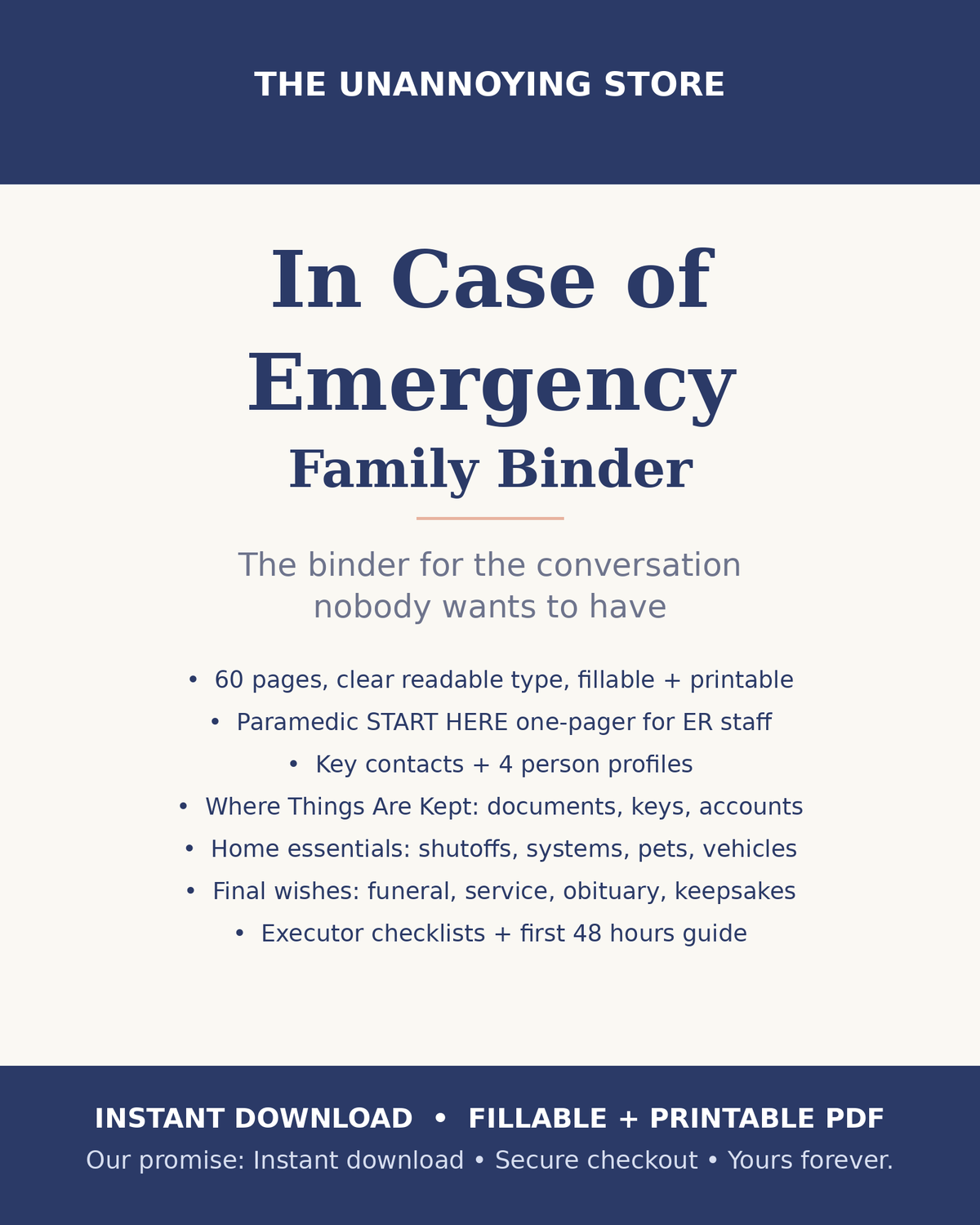In Case of Emergency Family Binder