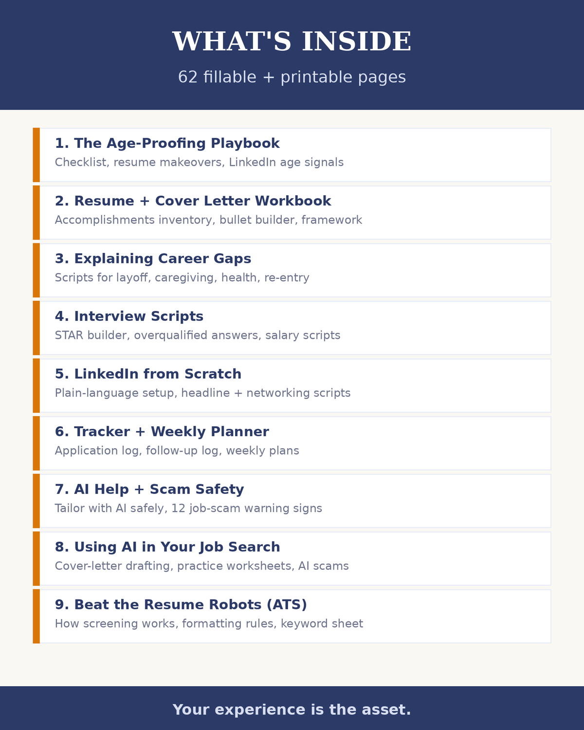 Job Search Kit for Workers 50+ - Age-Smart Resume, Interview Scripts & Tracker