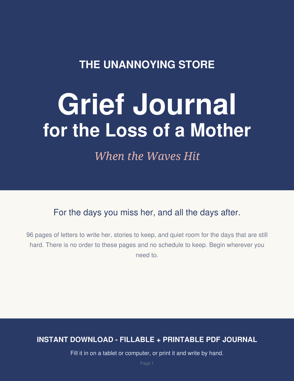 Grief Journal for the Loss of a Mother