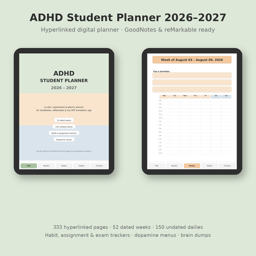 ADHD Student Planner 2026-2027 cover