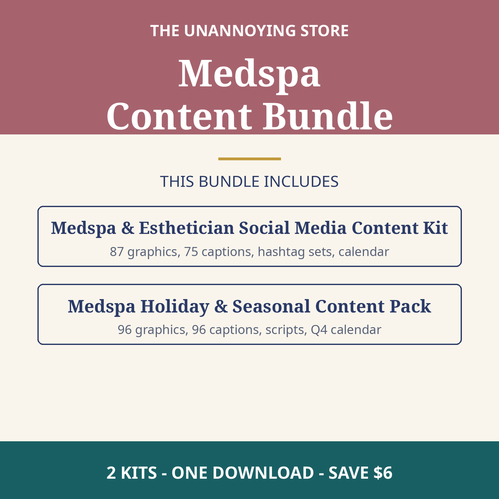 Medspa Content Bundle cover: both medspa kits, 2 kits, one download, save $6