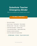 Substitute Teacher Emergency Binder cover