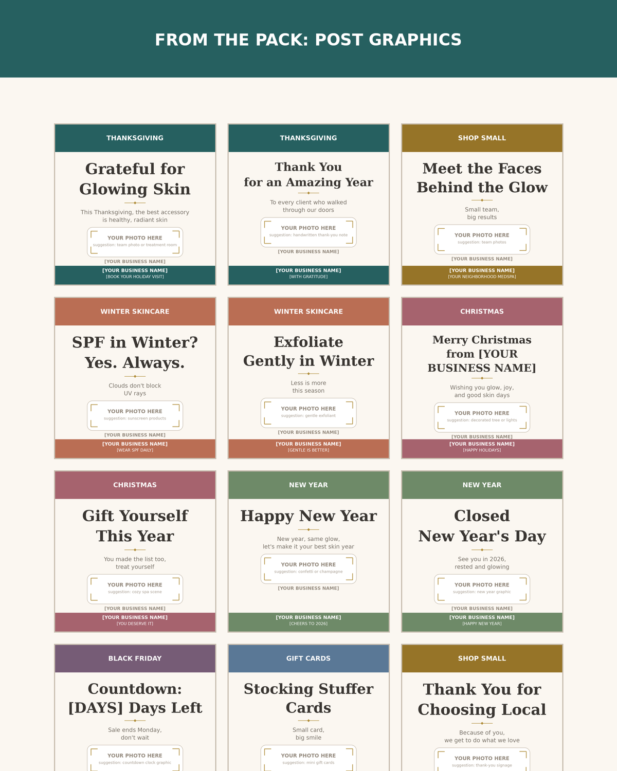 Post graphics from the Medspa Holiday and Seasonal Content Pack