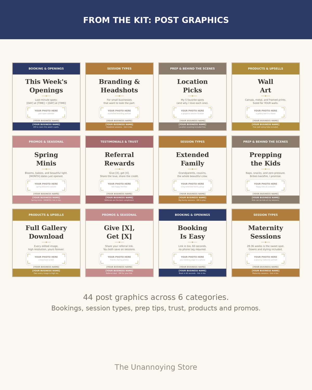 Photographer kit, sample post graphics preview