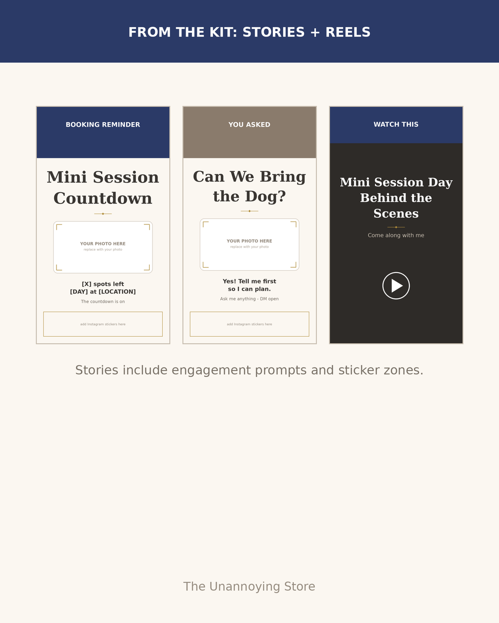 Photographer kit, sample story and reels preview