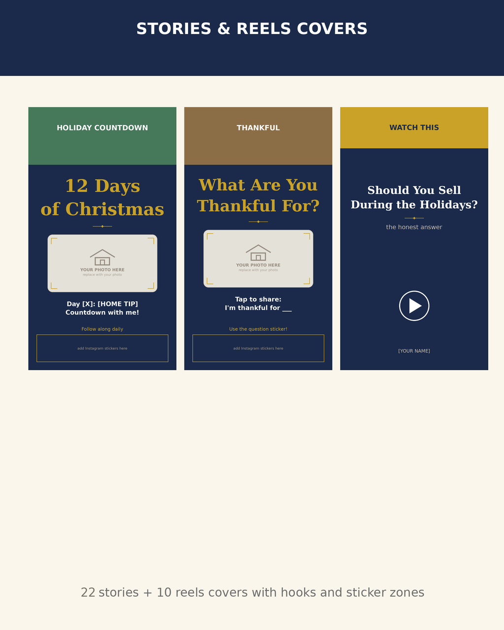 Realtor seasonal pack preview: stories and reels covers