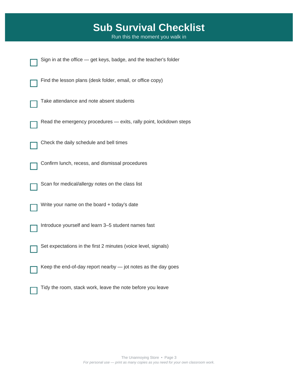 sub preview checklist